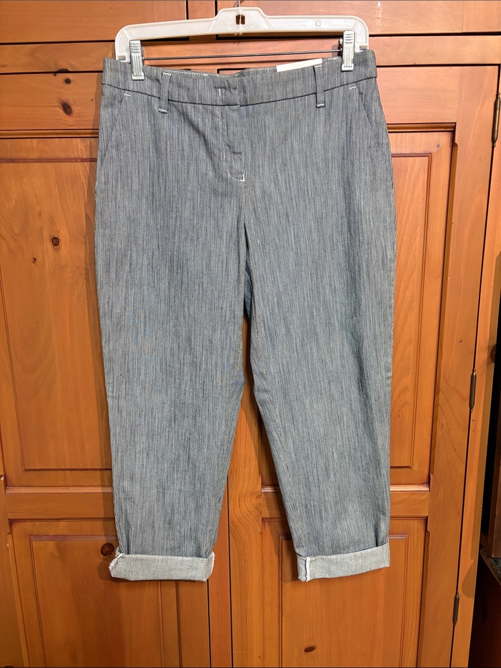 Armani Collezioni Light Gray Pinstriped Capris